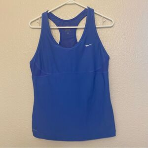 Nike blue stretchy racer back dri fit running yoga tank top padded XL